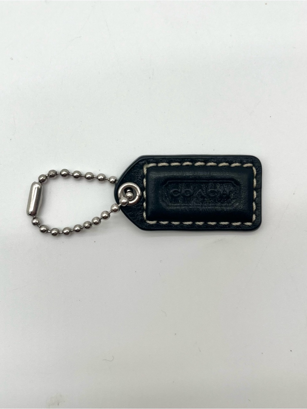 COACH Mini Vintage Leather Hang Tag, Black with Contrast Stitching